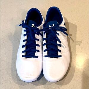 Under Armour UA Team Magnetico Select FG Youth Soccer Cleats White Blue Size